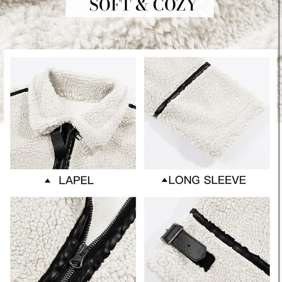 NWOT Faux Fur Sherpa Moto Jacket - Picture 6 of 7